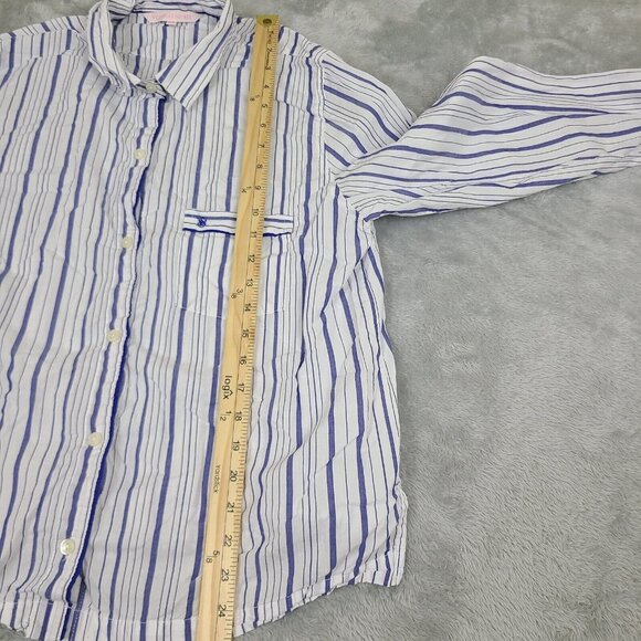 Victoria's Secret Striped Long Sleeve Pajama Top Button Front Women's Size Med - Picture 7 of 8